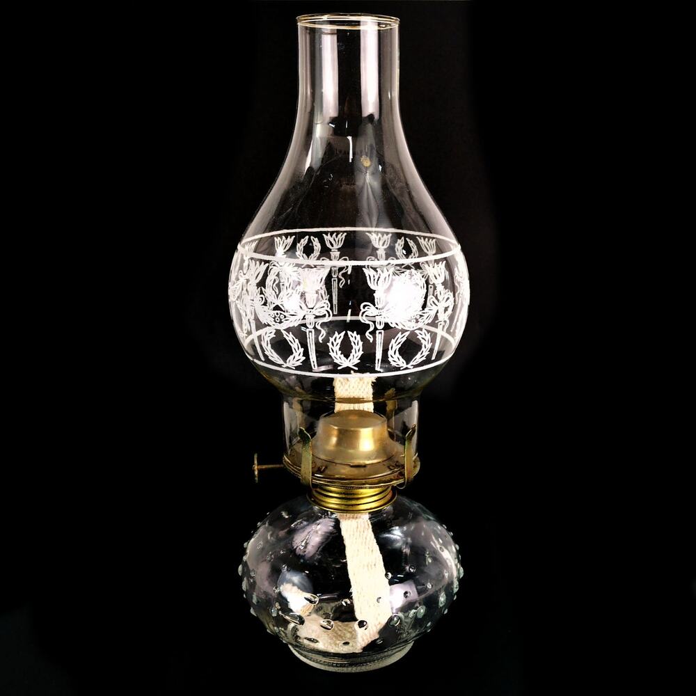 Vintage Lamplight Farms 13.5" Chimney Oil Lantern Lamp, Unused, Hobnail Base